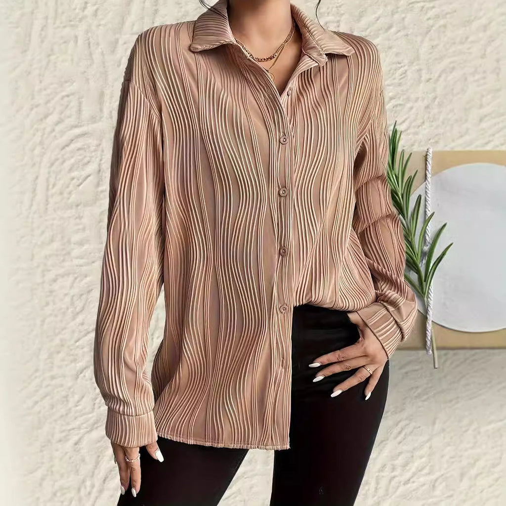Textured Button-Up Collared Shirt