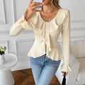 V-Neck Ruffle Trim T-Shirt
